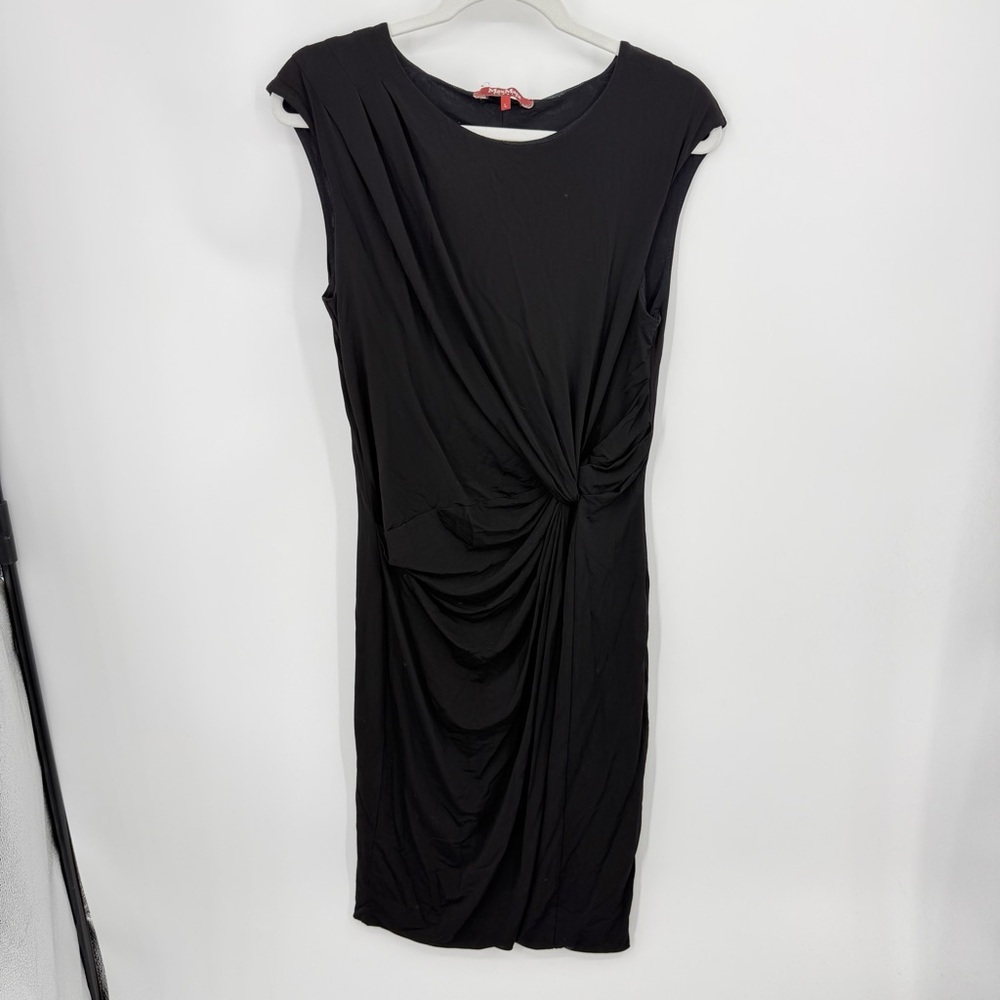 Max Mara studio Sleeveless Midi Shift Dress‎ in Black knot draped sz L